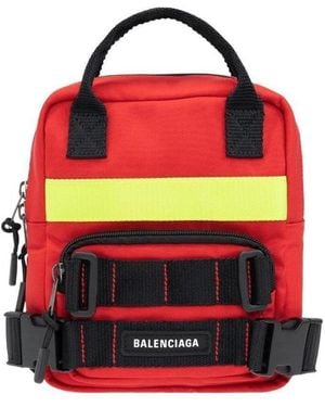 Balenciaga Xs Fire Logo Patch Backpack - Red