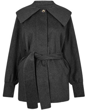 Ganni Wool Belt Coat - Black