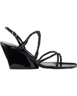 Proenza Schouler Twist Slant Leather Wedge Sandals - Black