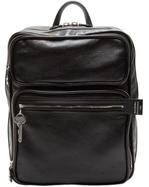 Acne Studios Leather Top-Handle Backpack - Black