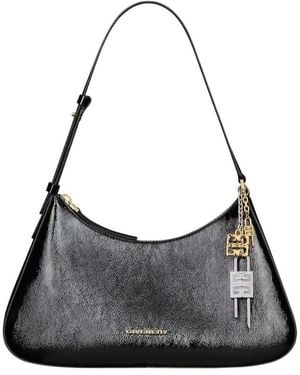 Givenchy Logo Plaque Padlock Detailed Shoulder Bag - Black