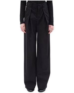 Ann Demeulemeester Twill Pleated Trousers - Black