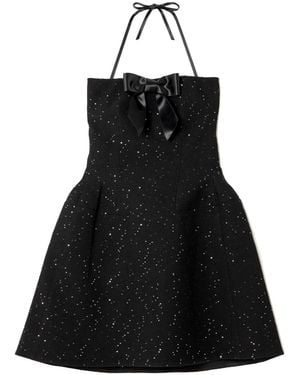 ShuShu/Tong Strapless Bow-Detailed Sequin-Embellished Mini Dress - Black