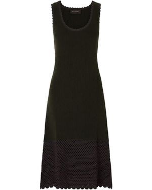 Wales Bonner Crochet-Trimmed Ribbed Cotton-Blend Midi Dress - Black