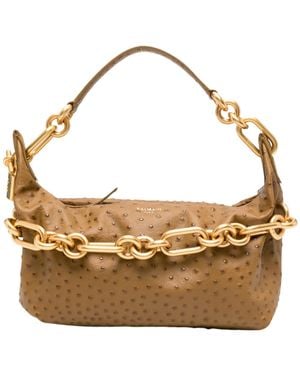 Balmain Chain-Strap Leather Shoulder Bag - Metallic