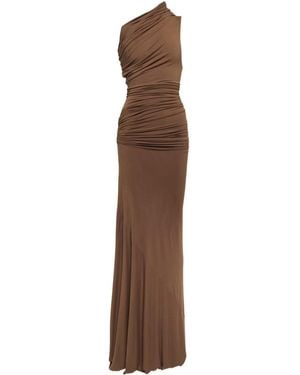 Entire studios Draped One-Shoulder Jersey Gown - Brown