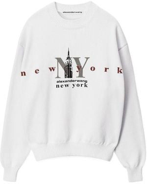 Alexander Wang Empire State Embroidered Sweater - White