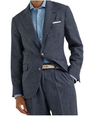 Brunello Cucinelli Prince Of Wales Check Blazer - Blue