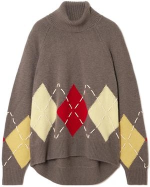 arch4 Courchevel Embroidered Argyle Cashmere Jumper - Grey
