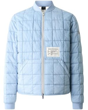 Moose Knuckles Quilted Patch Bomber Jacket - Blue
