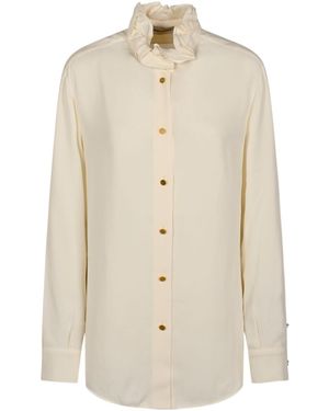 Alberta Ferretti Ruffled Collar Button Shirt - White