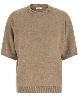 Brunello Cucinelli Short-Sleeved Knitwear - Natural