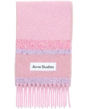 Acne Studios Fringed Logo Scarf - Pink