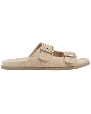 Gucci Gg Suede Sandals - Natural