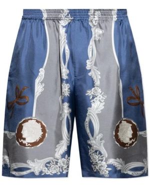 Versace Pattern-Printed Elasticated Waistband Shorts - Blue