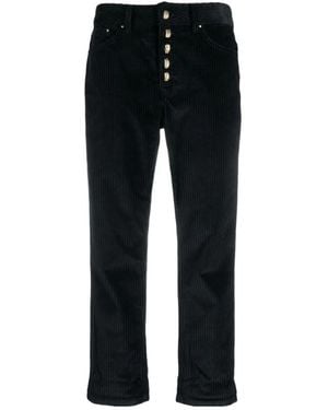 Dondup Cropped Corduroy Straight-Leg Trousers - Black