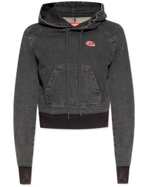 DIESEL Cropped Denim Hoodie - Black
