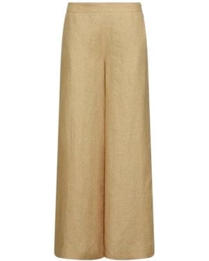 Marella Wide-Leg Casual Pants - Natural
