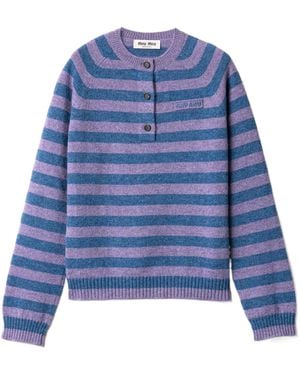 Miu Miu Wool Crew-Neck Jumper - Blue