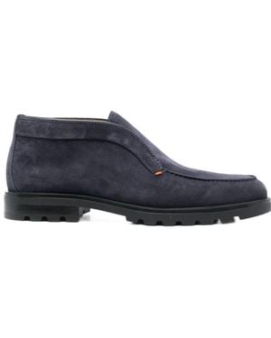 Santoni Almond-Toe Slip-On Loafers - Blue