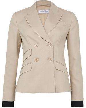 Max Mara Double-Breasted Wool Blazer - Natural