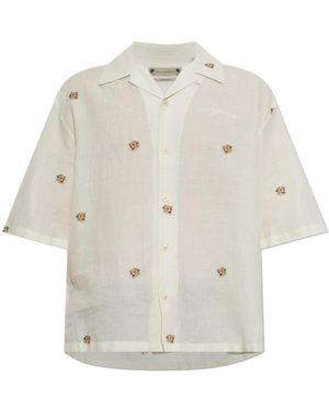 AllSaints Feline Embroidered Short-Sleeve Shirt - White