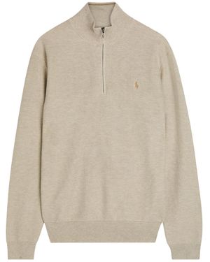 Polo Ralph Lauren Half-Zip Stand-Collar Knitted Sweater - Natural