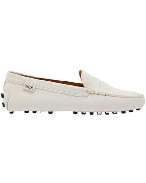 Tod's Gommino Grained Leather Loafers - White