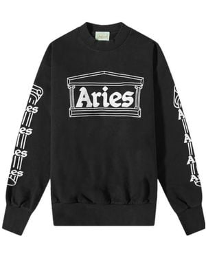 Aries Logo Printed Crewneck Sweatshirt - Black