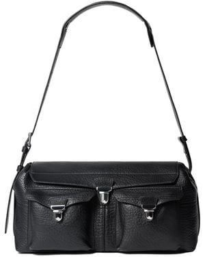 Lemaire Flap Metal-Clip Leather Shoulder Bag - Black