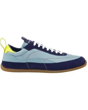 McQueen Ec1 Paneled Lace-Up Sneakers - Blue