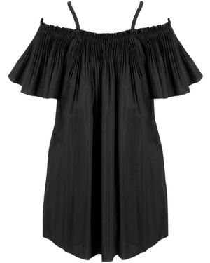 RED Valentino Pleated Strapped Top - Black