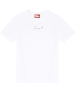 DIESEL Logo Embellished Crewneck T-Shirt - White
