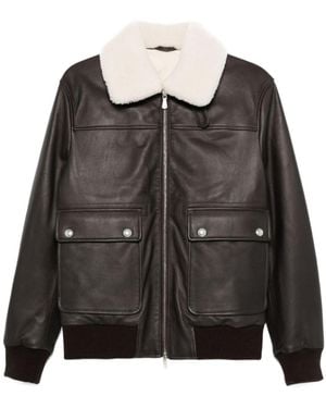 Eleventy Shearling Bomber Jacket - Black