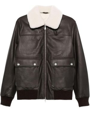 Eleventy Shearling Bomber Jacket - Black