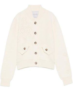 ERMANNO FIRENZE Single-Breasted Long-Sleeve Knit Top - White