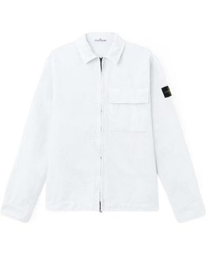 Stone Island Logo Patch Pocket Detail Shirt - White