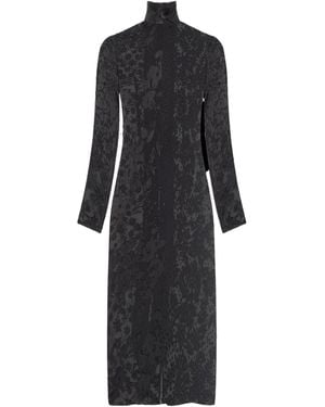 Marine Serre Long-Sleeved High-Necked Long Dress - Black