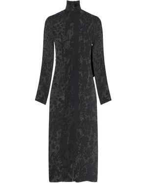 Marine Serre Long-Sleeved High-Necked Long Dress - Black