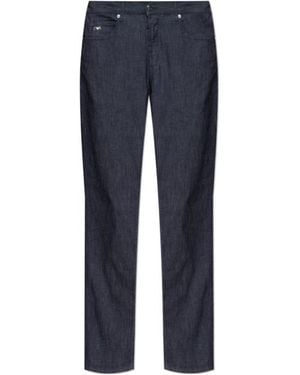 Emporio Armani Logo Plaque Tapered Jeans - Blue