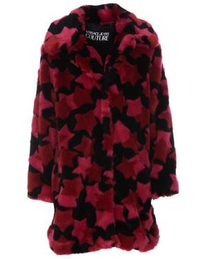 Versace Jeans Couture Couture Star-Printed Long Sleeved Coat - Red