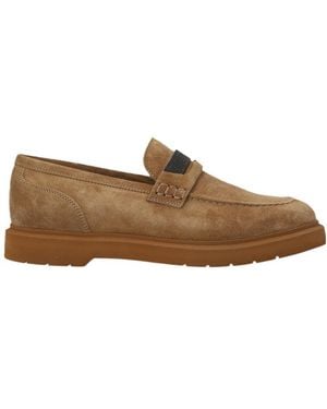 Brunello Cucinelli Embellished Almond Toe Loafers - Brown