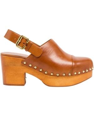 Chloé Round-Toe High-Heeled Sandals - Brown