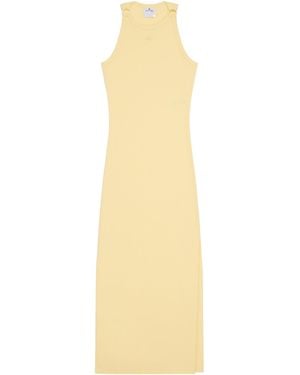 Courreges Buckle-Detail Ribbed-Knit Midi Dress - Metallic