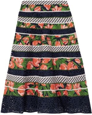 Carolina Herrera Printed Embroidered Midi Skirt - Black
