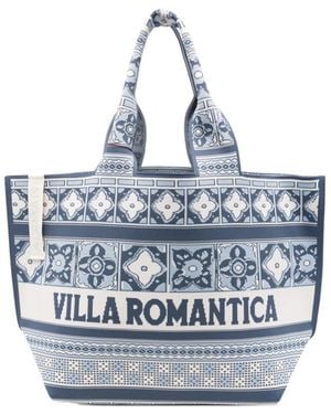 ALÉMAIS Villa Romantica Patterned Tote Bag - Blue