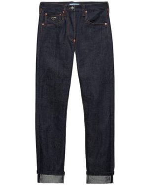 Prada Triangle-Logo Low-Waisted Jeans - Blue
