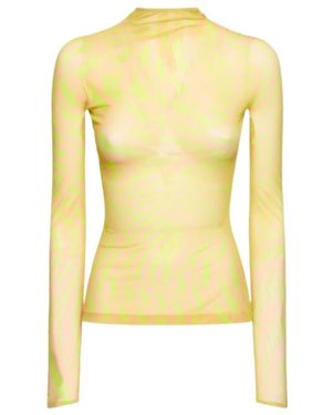 Mugler Printed Mesh T-Shirt - Yellow