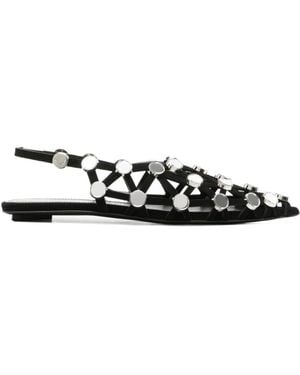 The Attico Grid Rhinestone-Embellished Ballerina Shoes - White
