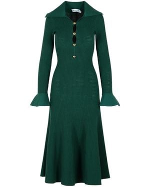 Self-Portrait Keyhole Knit Midi Dress - Green